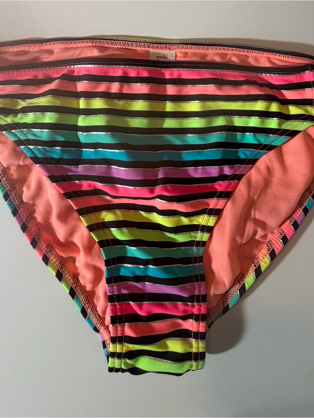 Arizona Jean Company Neon Multi-Color Striped Bikini Bottoms